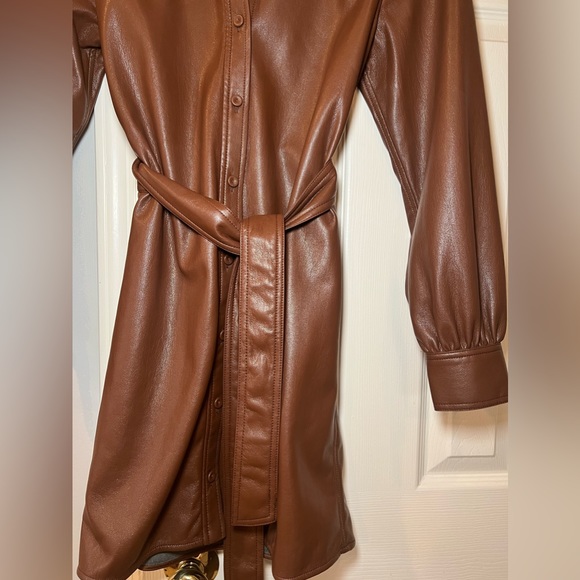 Aritzia Wilfred Vegan Leather Caroline Dress in Cognac - Picture 7 of 10